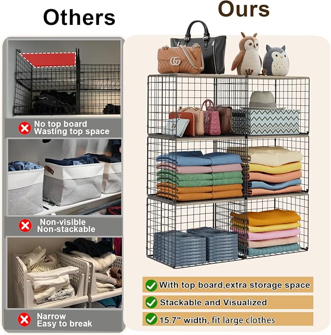 4PCS Wider Closet Organizers and Storage, Stackable Closet Shelf Organizer - Image 7