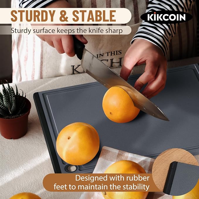 Kikcoin Plastic Cutting Boards for Kitchen, 3-Piece Large Cutting Board Set - Image 4