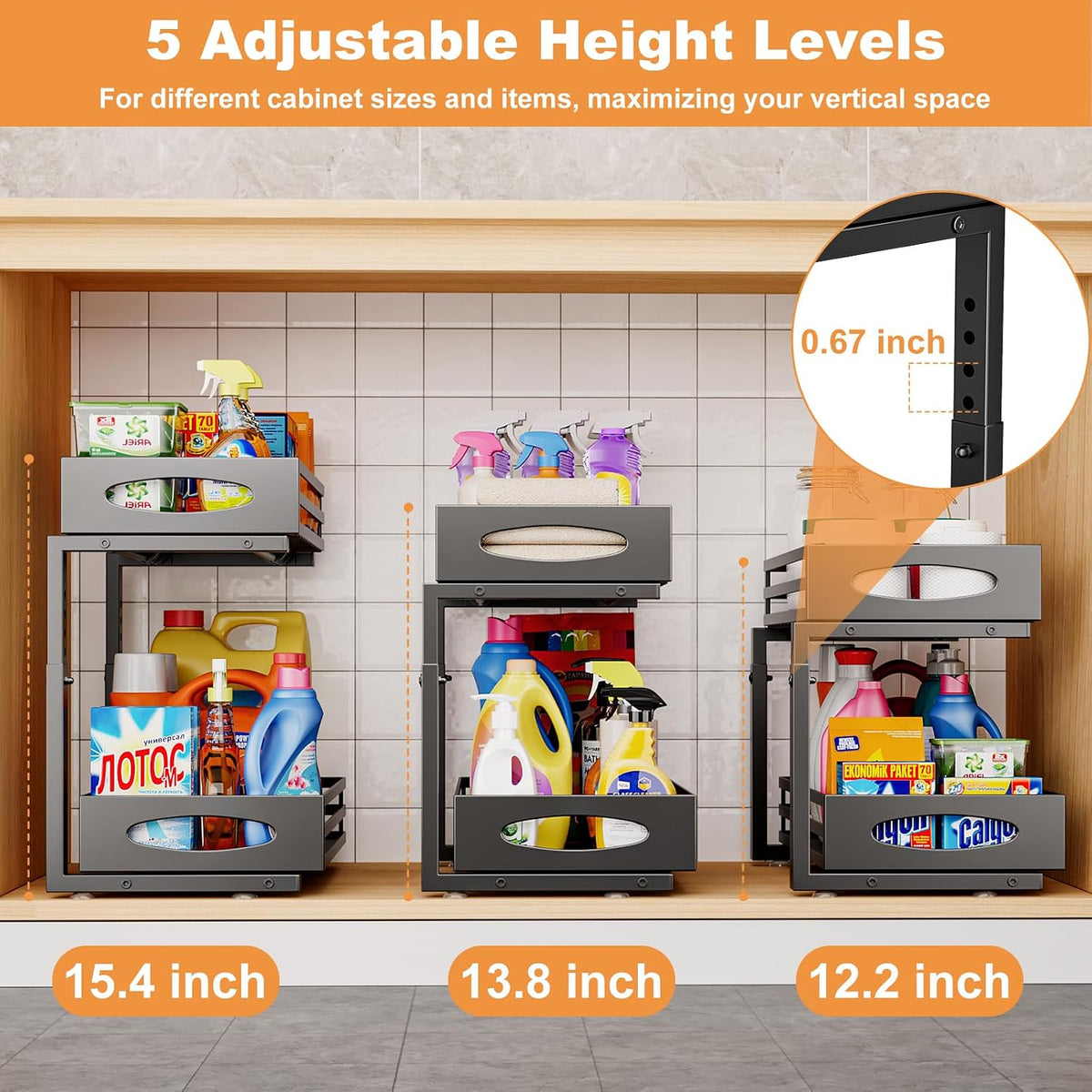 Under Sink Organizer, 2 Tier Under Sink Organizers and Storage