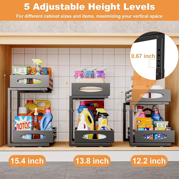 mixeshop Under Sink Organizer, 2 Tier Under Sink Organizers and Storage - Image 6