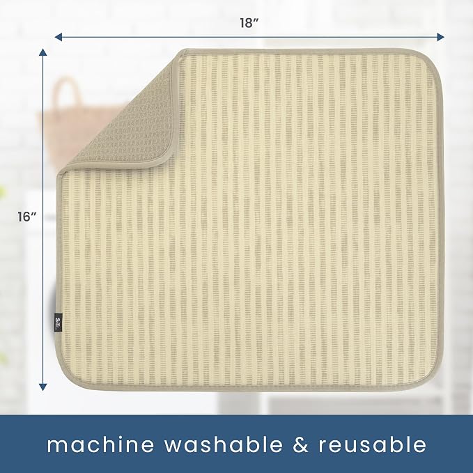 S&T INC. Dish Drying Mat, 16” x 18”, Absorbent Microfiber Kitchen Counter Mat - Image 6