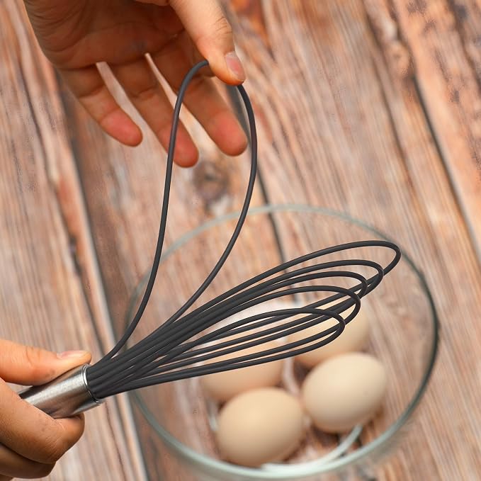 Flat Whisks Stainless Steel, 3 Pack 10''+11''+12'' Set Premium Sturdy-6 - Image 3