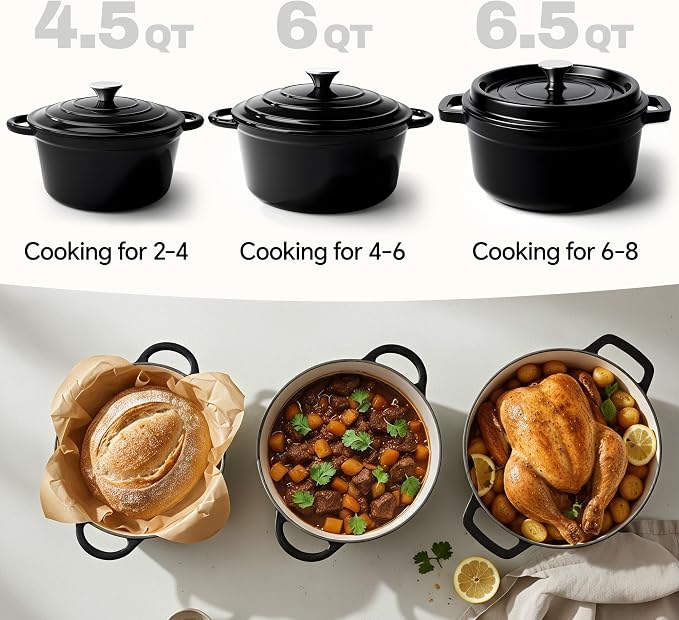 4.5 Quart Dutch Oven Pot with Lid, Non Stick Enameled Cast Iron Dutch Oven - Image 3