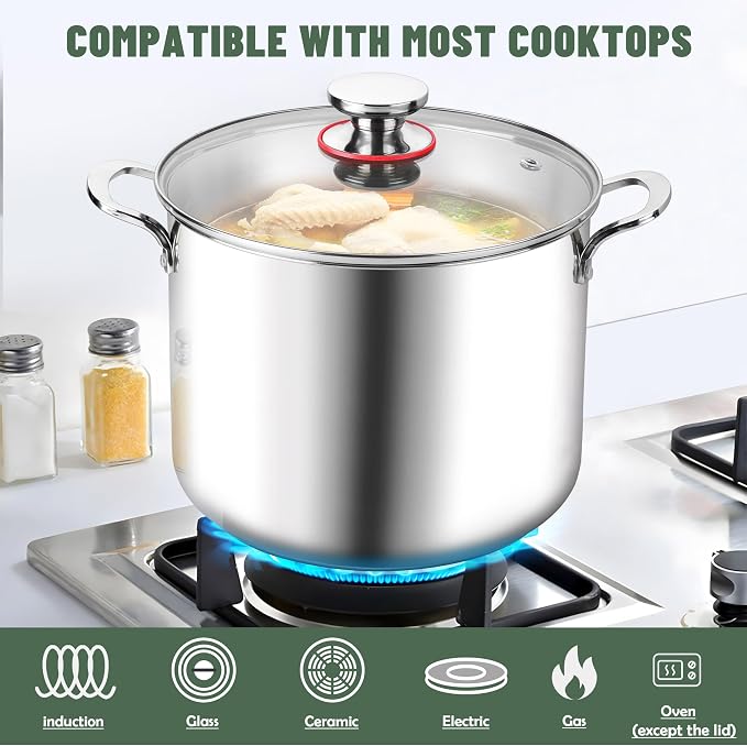 Herogo 12 Quart 18/10 Stainless Steel Stock Pot - Image 4