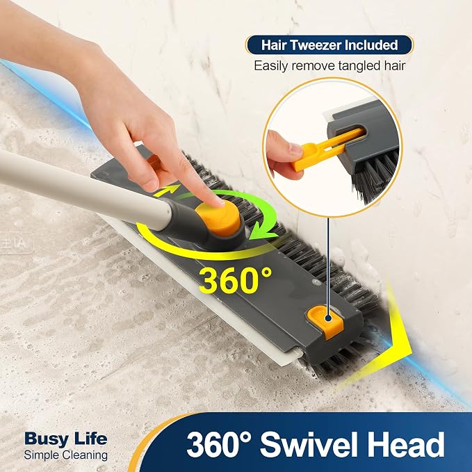 Yocada Floor Scrub Brush with Long Handle 3 in 1 Dual-Sided Stiff Bristle - Image 2