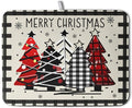 Christmas Trees Kitchen Dish Drying Mat 18x24 Inch Merry Christmas Black White by Kwlegh