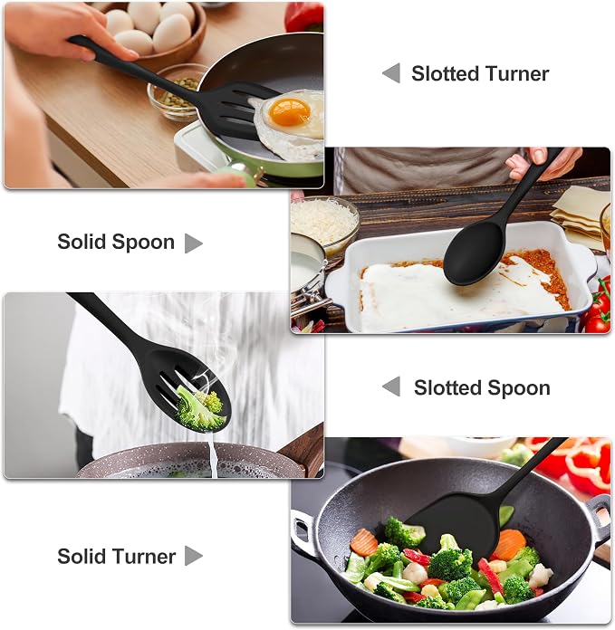 TeamFar Silicone Cooking Utensils, Heat-Resistant Solid & Slotted Cooking - Image 5