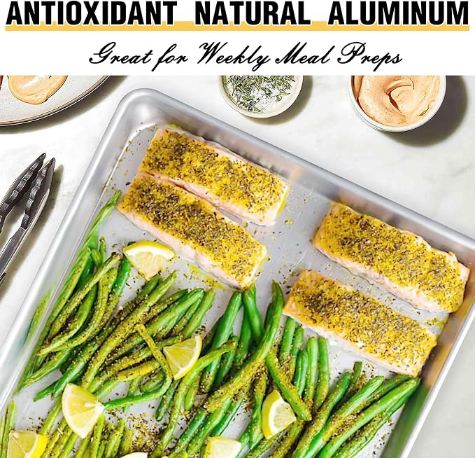 Commercial Quality Baking Sheet Pan Set, Natural Aluminum Cookie Sheet - Image 6