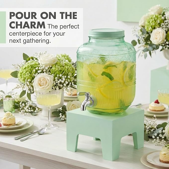 Beverage Dispenser 1 Gallon, Glass Drink Dispenser - Image 2