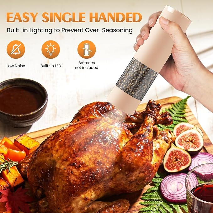 Electric Salt and Pepper Grinder Set Automatic Battery Pepper Mill Shakers - Image 3