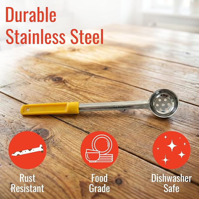 1 Ounce Slotted Stainless Steel Portion Control Ladle Spoon - Image 4