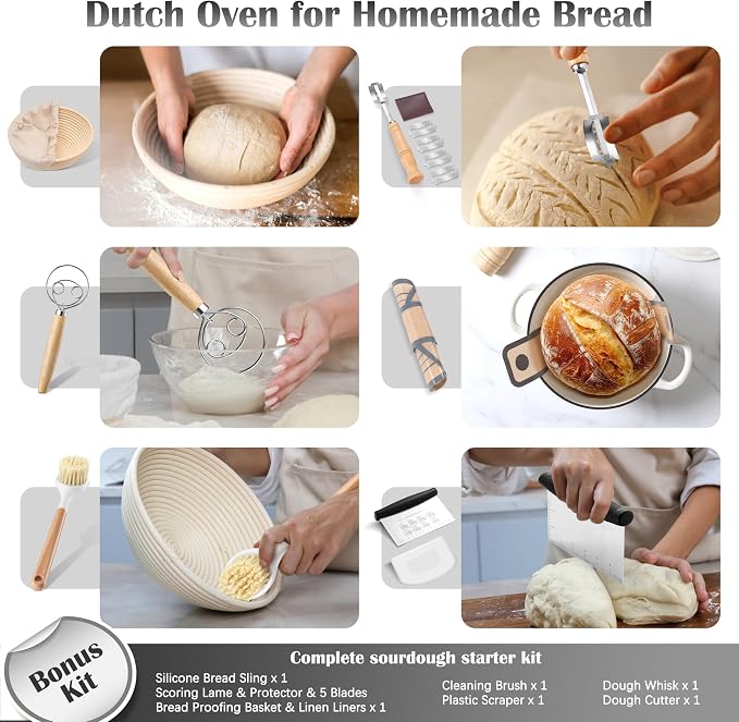 E-far Enameled Dutch Oven Pot for Bread Baking, 6QT Enameled Cast Iron Cookware - Image 3