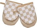 Ohocut Beige Checkered Mini Oven Mitts Heat Resistant, Vintage Retro by Ohocut