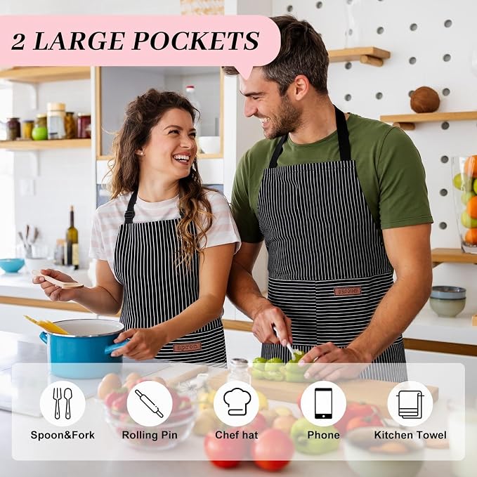 2Pack Adjustable Kitchen Apron for Women Men - Image 4