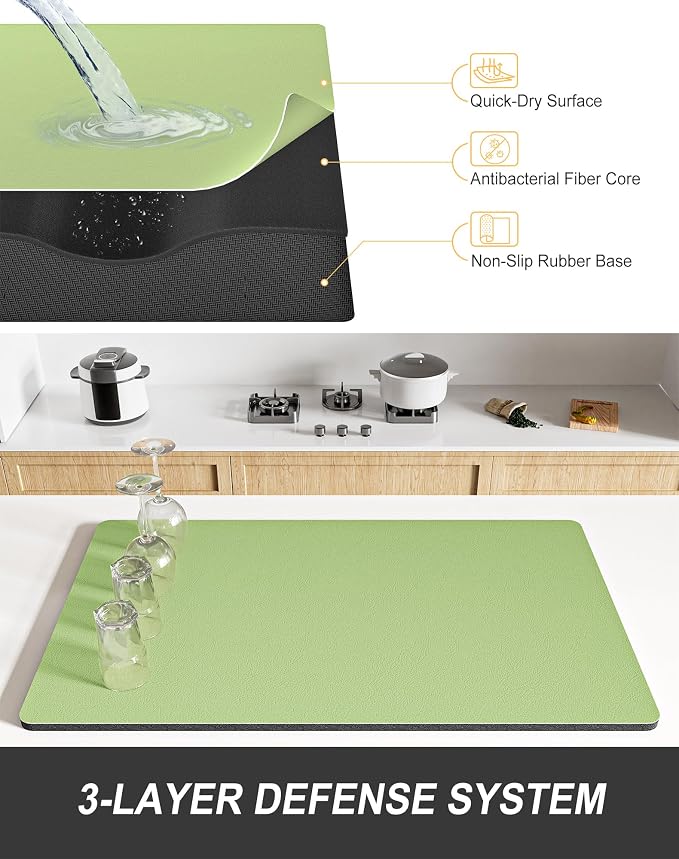Rnivvi Dish Drying Mat for Kitchen Counter, XL 15 x 24" Super Absorbent Drainer - Image 4