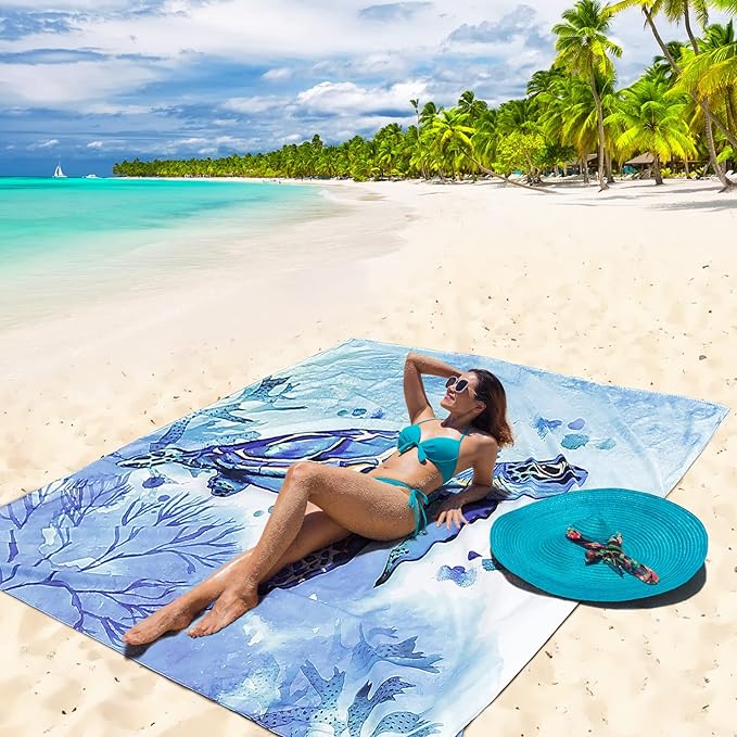 HIHOHO Beach Blanket Waterproof Sandproof Extra Large Beach Mat 79" X - Image 5