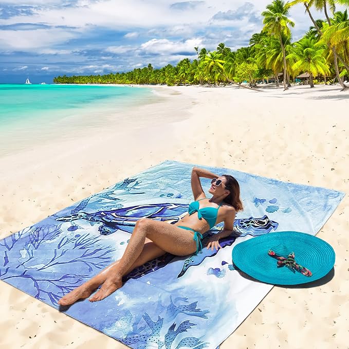 HIHOHO Beach Blanket Waterproof Sandproof Extra Large Beach Mat 79" X - Image 4