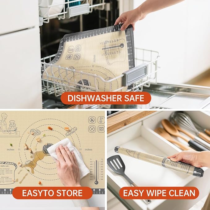 Silicone Baking Mat with 10 Quick Recipes, Extra Thick Silicone Mats - Image 9