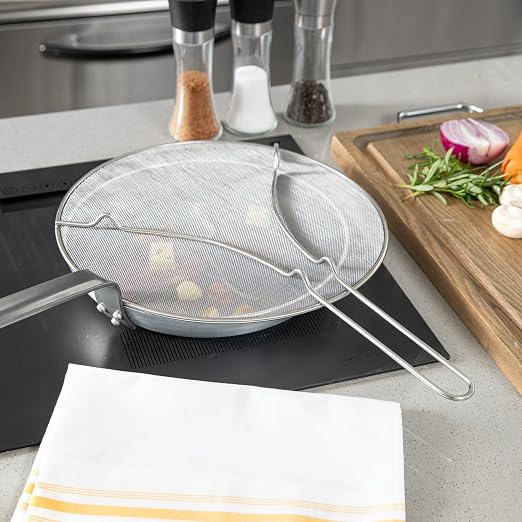 Restaurantware Splatter Screen 1 Count 13" Fine Mesh Cover Stainless Steel - Image 4