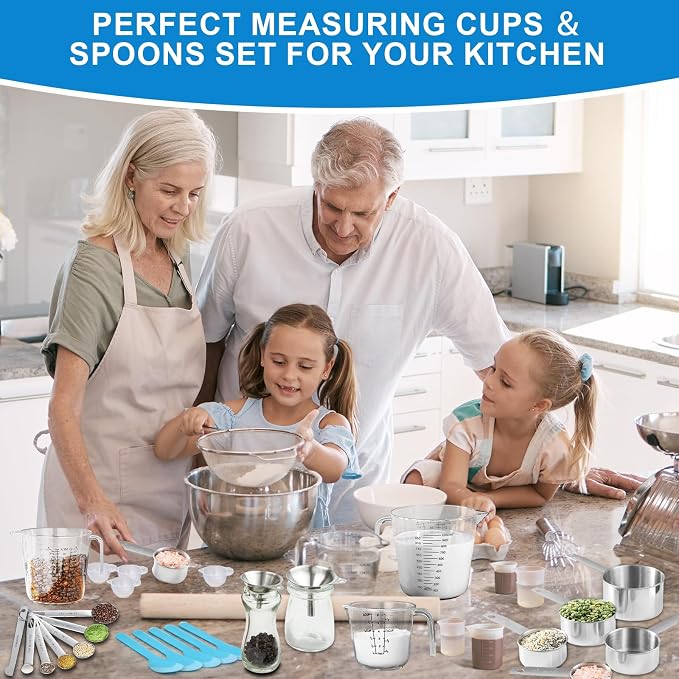 Measuring Cups and Spoons Set 35 Pcs, 11 Stainless Steel Nesting Measuring - Image 7