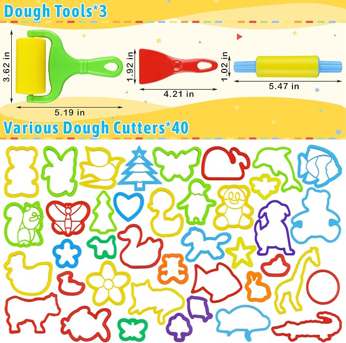 Dough Tools with 40 pcs Plastic Dough Cutters Animal Shapes - Image 2