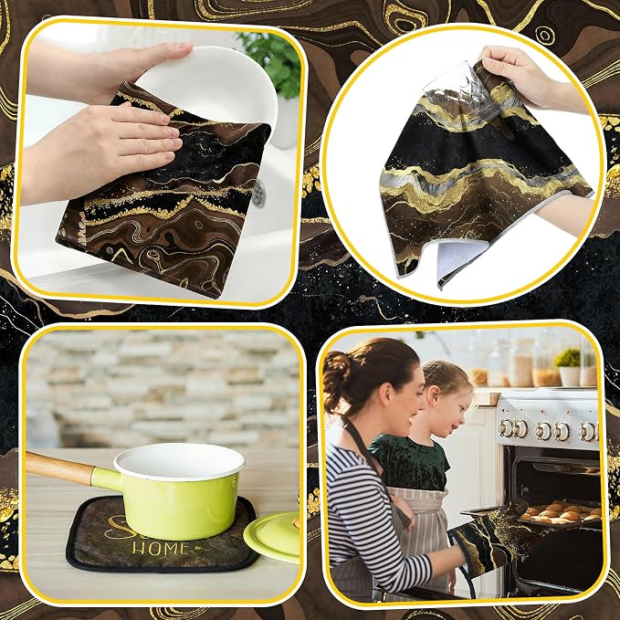 Leinuosen 8 Pcs Kitchen Towels and Dishcloths Sets Oven Mitts and Pot Holders - Image 7