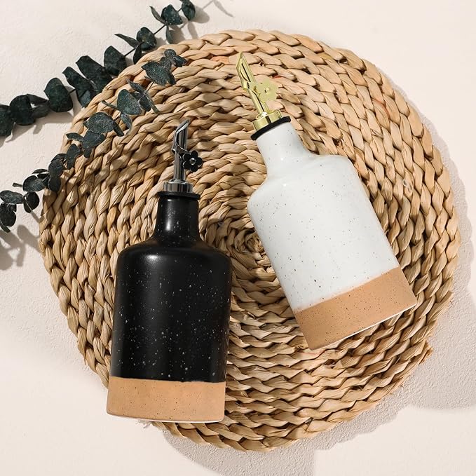 HOMCDALY Ceramic Olive Oil Dispenser Bottle, 16oz Oil Dispenser Bottle - Image 7