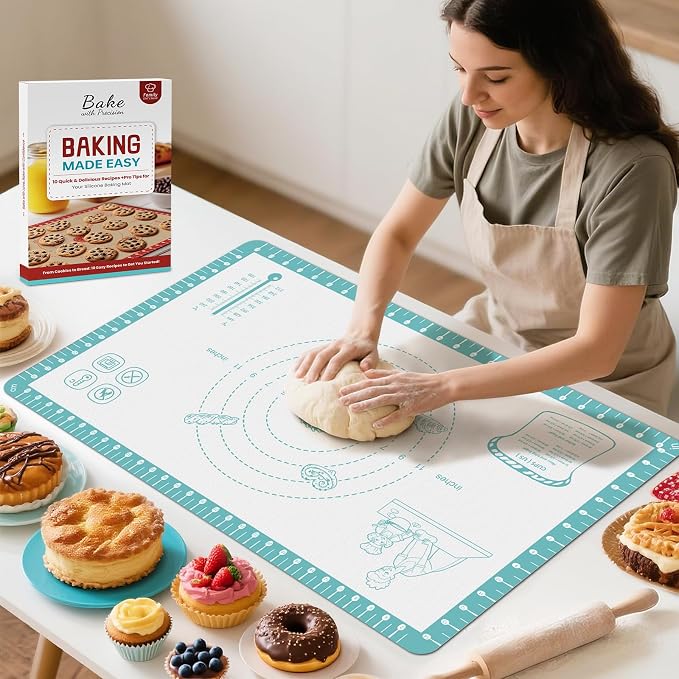 Silicone Baking Mat with 10 Useful Recipes, Non Stick Pastry Mat by Bredominant
