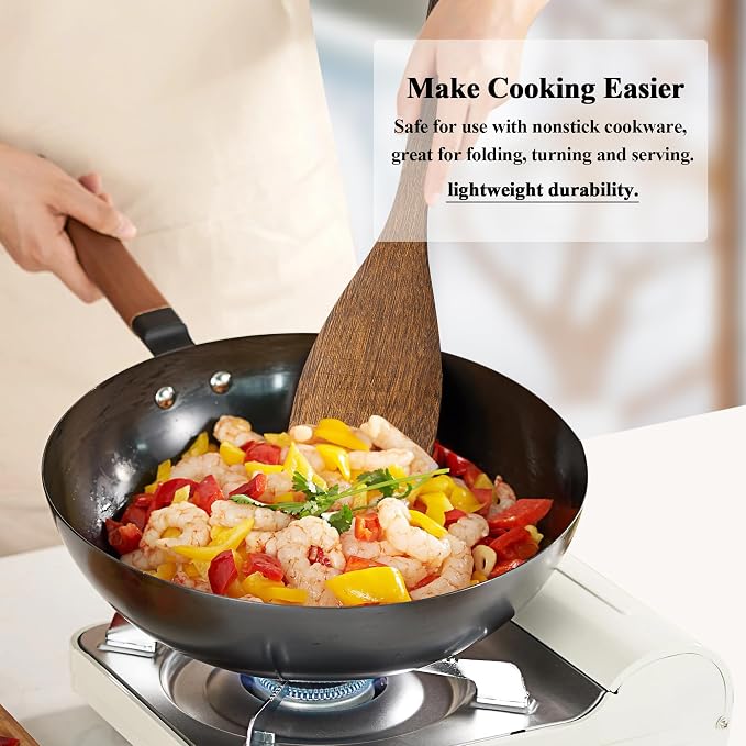 Wooden Spatula Nonstick Turner Acacia Wood, Ideal Cookware Utensils - Image 6