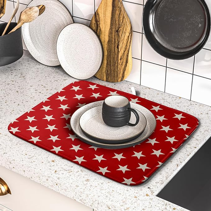 Patriotic July of 4th Red Star Dish Drying Mat - Image 5