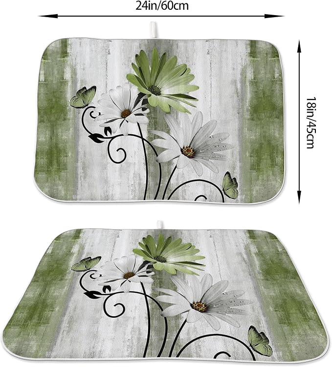 Floral Dish Drying Mat 18x24 Inches - Image 2