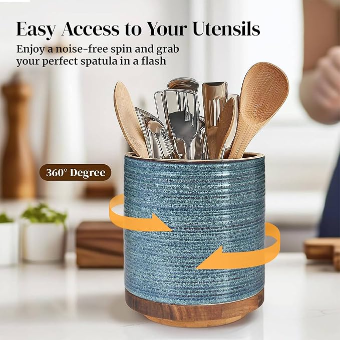 DOWAN 360° Rotating Extra Large Cooking Utensil Holder, 7.6" Kitchen Utensil - Image 3