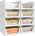 Pinkpum 8 Pack Closet Organizers and Storage Plastic Stackable Storage Bins by Pinkpum
