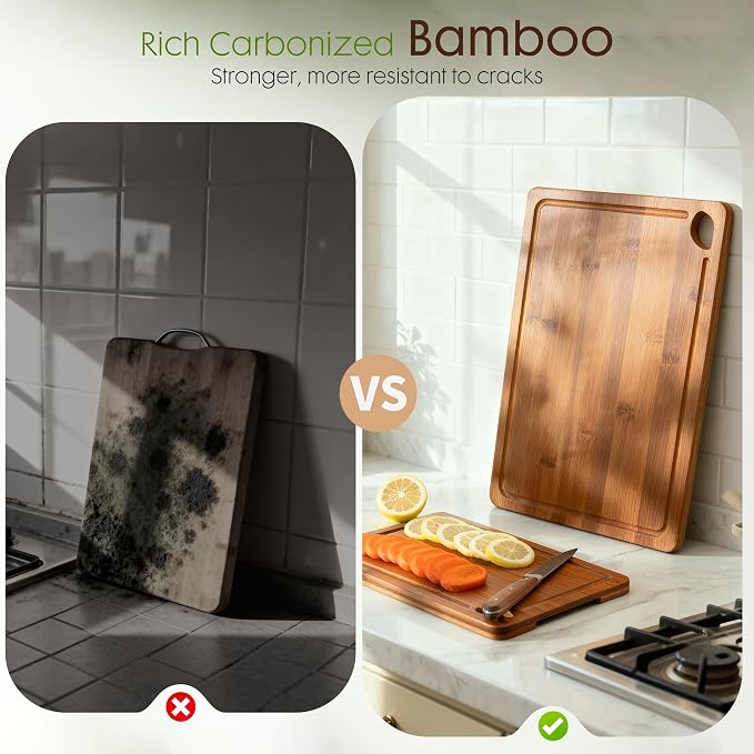 Astercook Deep-Carbonized Bamboo Cutting Boards - Image 9