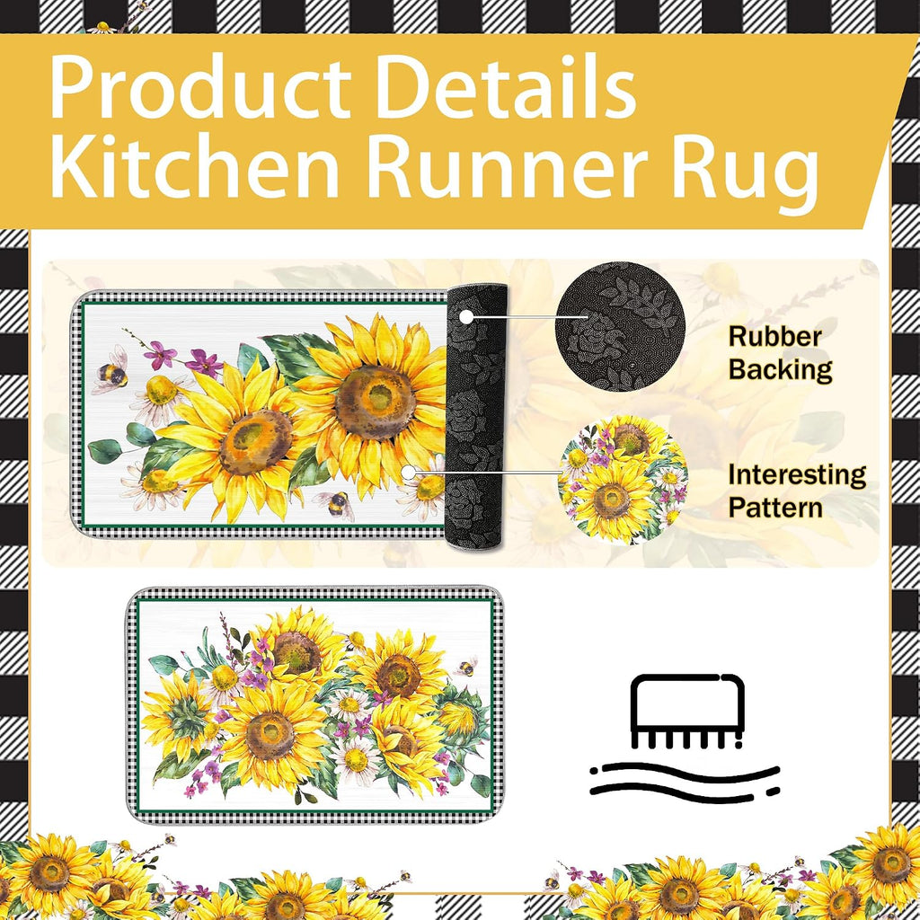 10 PCS Sunflower Plaid Kitchen Decor and Accessories - Sets 4 Kitchen