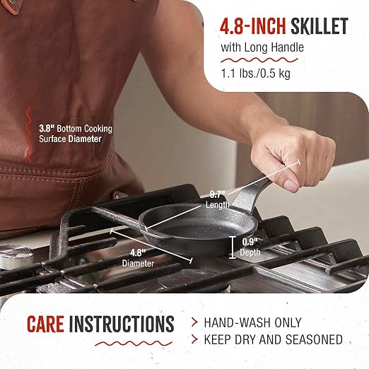 Victoria 4-Inch Cast Iron Skillet, Pre-Seasoned Cast Iron Frying Pan - Image 6