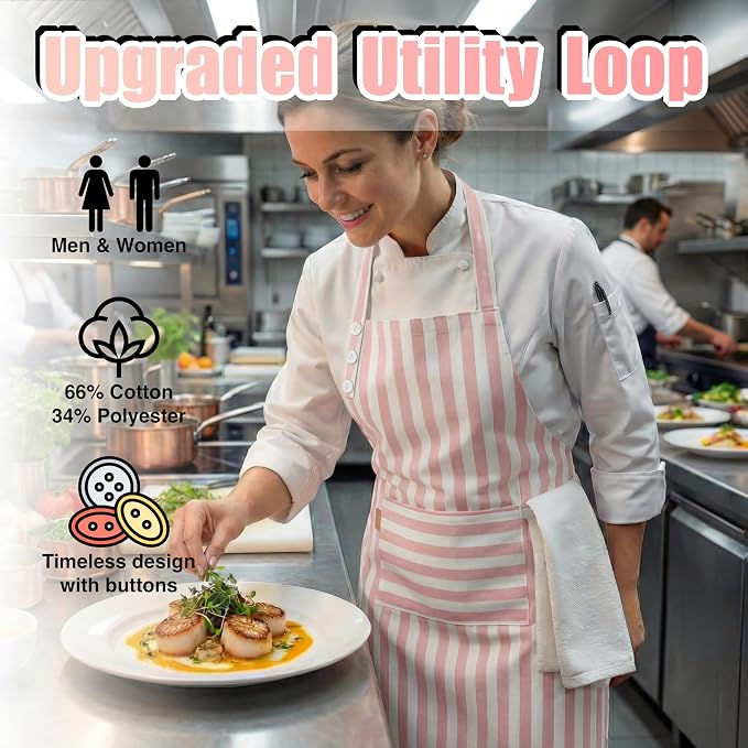 TOSHEX Kitchen Apron Waterdrop Resistant Cotton Apron - Image 2