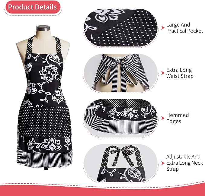 Vintage Floral Apron for Women - Image 4