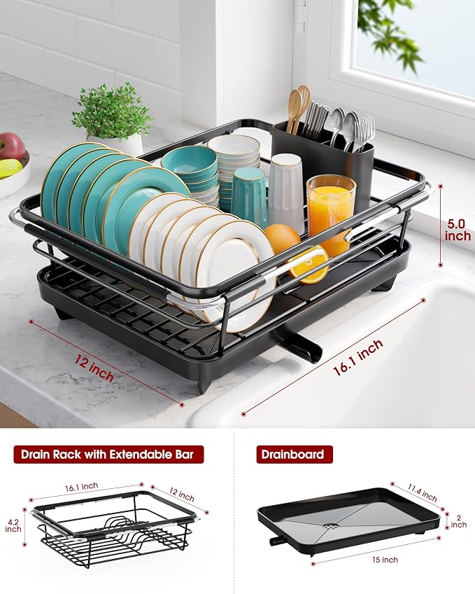 Sakugi Extendable Dish Drying Rack Over Sink - Image 4