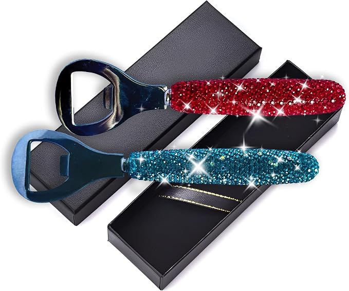 Handcrafted Blue Crystal Bling Beer Opener – Sparkle Diamond Bottle Openers - Image 3