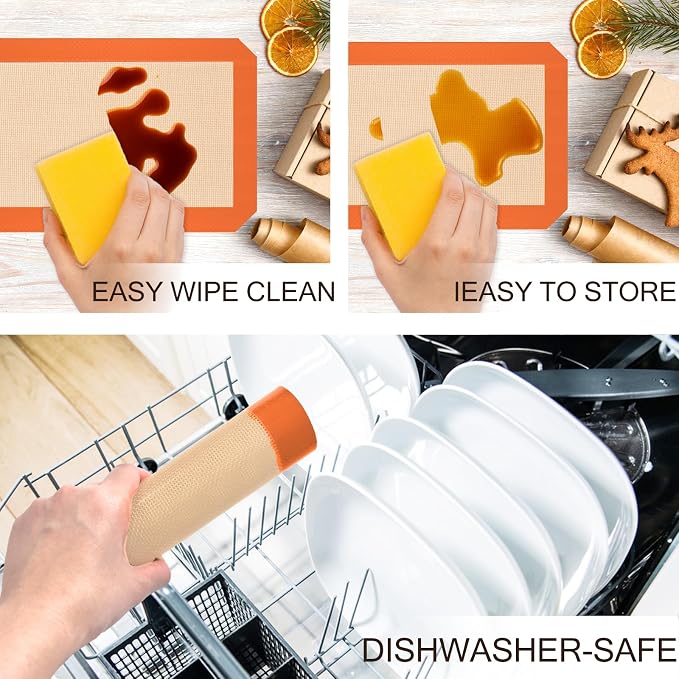 Silicone Baking Mat, 3 Pack Reusable Baking Mat, Food Safe Silicone Mats - Image 6