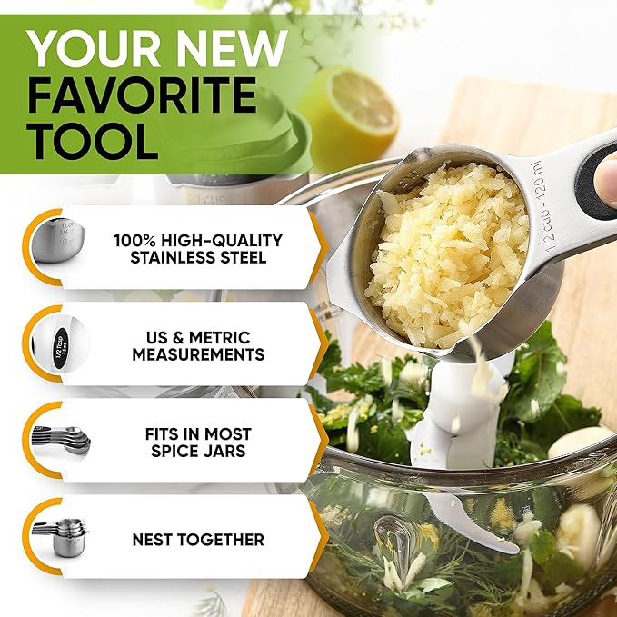 Spring Chef Magnetic Measuring Cups & Spoons Set, Strong N45 Magnets, Heavy - Image 5