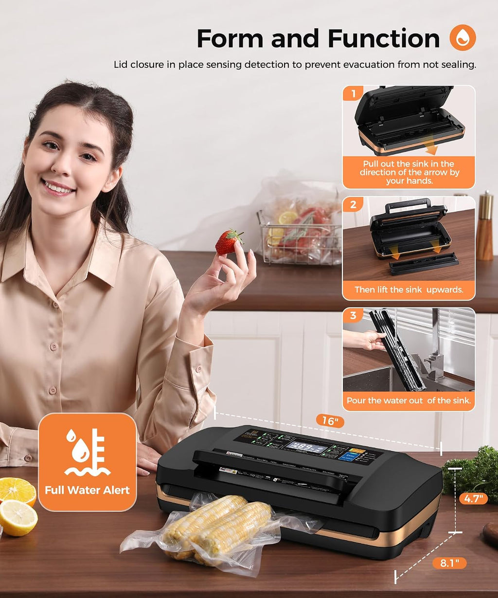 95KPa Powerful Commercial Vacuum Sealer Machine, 2X Strength Double