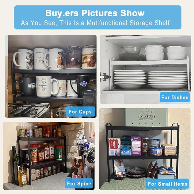 25.5 Inches 3 Pack Expandable Cabinet Shelves, Stackable Shelf Organizer - Image 8
