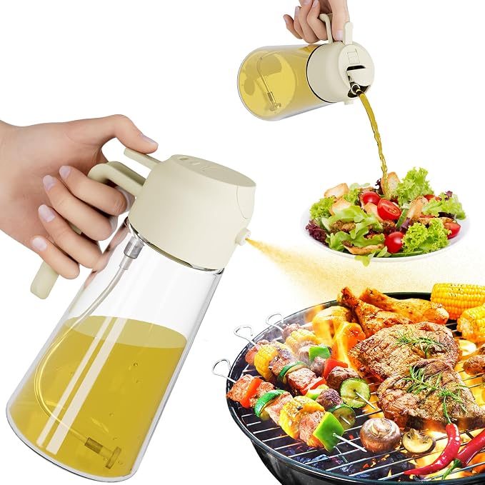 Marbrasse Oil Dispenser for Kitchen, 20 OZ /600ml Leakproof Glass Oil Bottle by Marbrasse