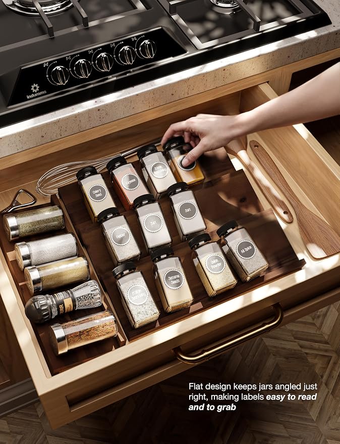 Tinamo Acacia Wooden Spice Rack Organizer - Image 5