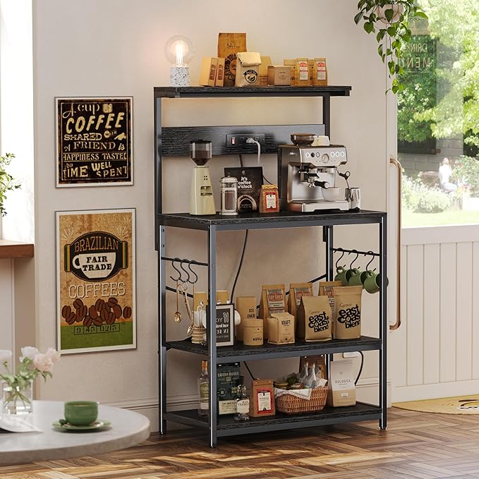 SUPERJARE Bakers Rack with Power Outlets, Microwave Stand, 31.5 X 16.5 Inch - Image 6