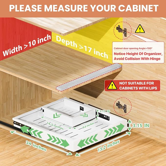 1 Pack Pull out Cabinet Organizer, Width Depth, - Image 2