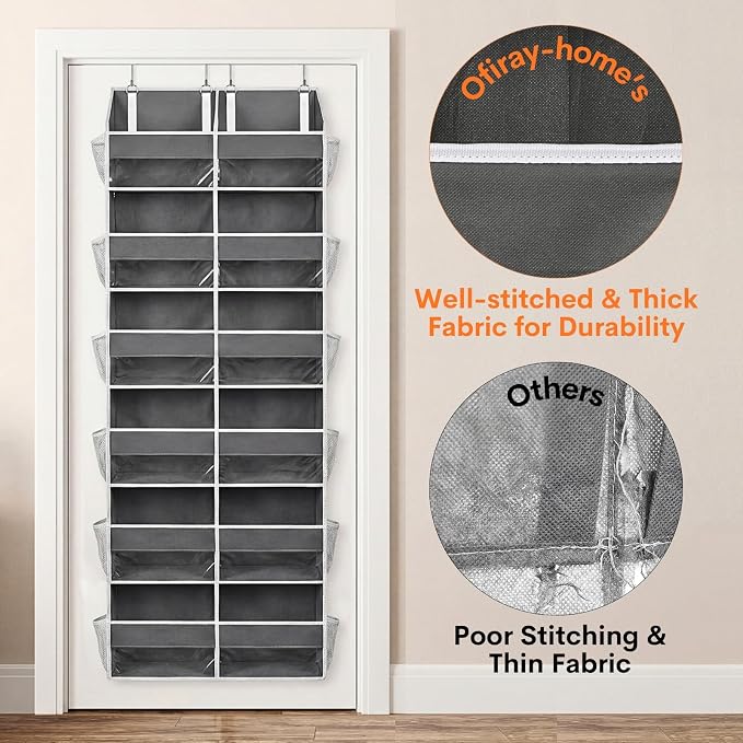 Over the Door Organizer 6 Tiers, Extra Large Behind Door Storage of 12 - Image 7