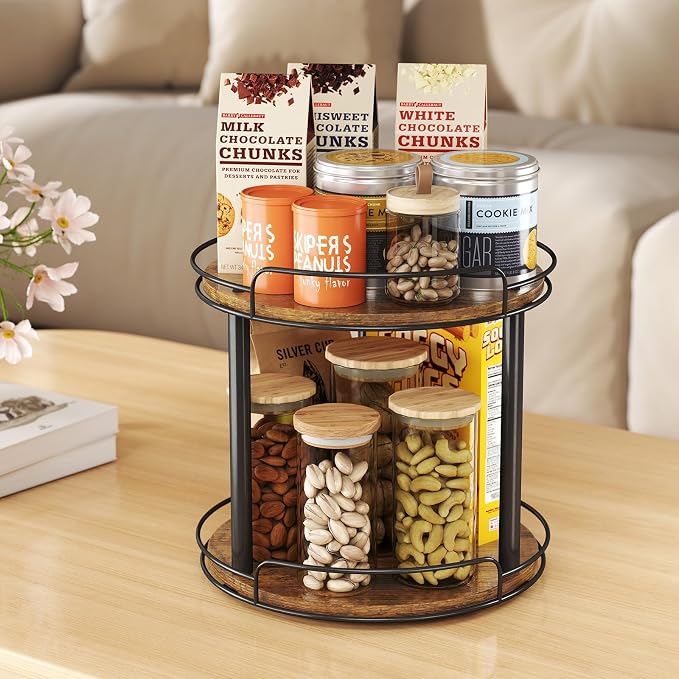 LAMU 10'' Wood Lazy Susan Turntable Organizer - Image 8